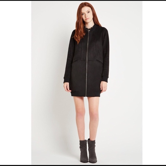 BCBG GENERATION XS / S BLACK BOMBER SUEDE JACKET - Picture 2 of 3